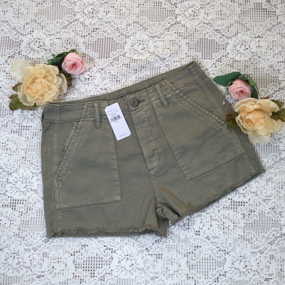 American Eagle Women's Size 4 High Rise Green Frayed Shorts